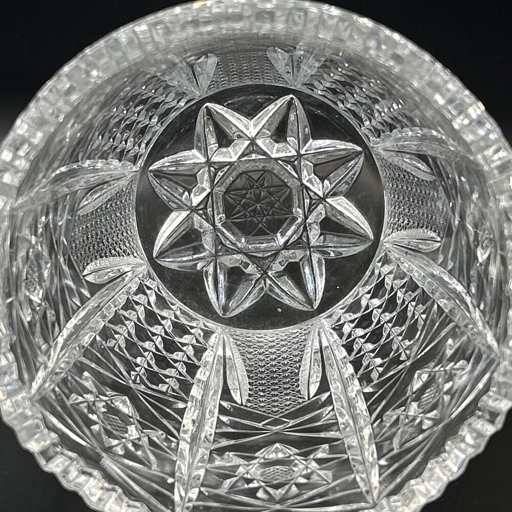 Ice Bucket Crystal Clear Glass w/Saw Tooth Edges & Knob Handles Vintage - Picture 7 of 9